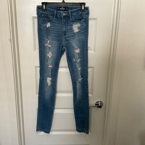 Hollister‎ High Rise Super Skinny Distressed Jeans - Dark Wash - Size 5/27